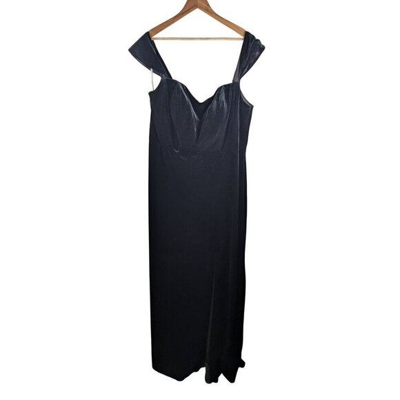 NWT Jenny Yoo Velvet Off-Shoulder Gown Size 20 Black Full-Length Formal - Picture 3 of 8